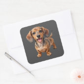 Blijde Dachshund Puppy Vierkante Sticker (Envelop)