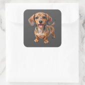 Blijde Dachshund Puppy Vierkante Sticker (Tas)