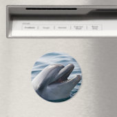 Blijde Dolfijn Close‑Up Boven Blauwe Water Magneet (Insitu (Vaatwasser))