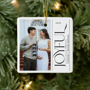 Blijde Eerste Kerst Zwangere Foto Koppel Keramisch Ornament