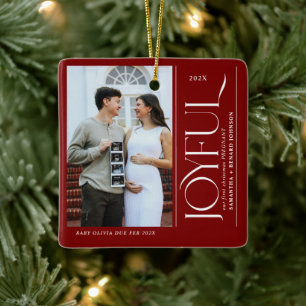 Blijde Eerste Kerst Zwangere Foto Koppel Keramisch Ornament