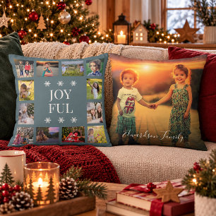 Blijde familie multi foto elegante kerst kussen