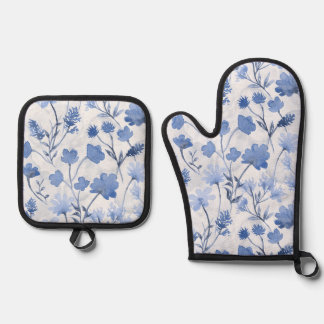 Blijde Flora Ovenwant & Pannenlap Set - Indigo