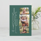 Blijde fotocollage groene kerstkaart (Staand voorkant)