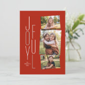 Blijde fotocollage rode kerstkaart (Staand voorkant)