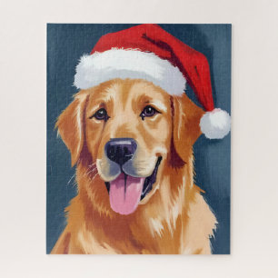 Blijde Goud Retriever Kerst hond met Kerstman ho Legpuzzel