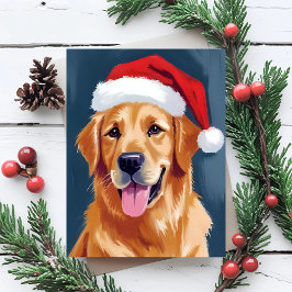 Blijde Goud Retriever | Kerstman Hoed Hond Kerstmi Feestdagenkaart