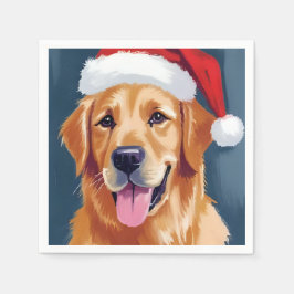 Blijde Goud Retriever | Kerstman Hoed Hond Kerstmi Servet