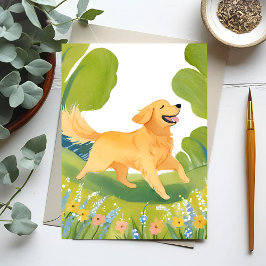 Blijde Goud Retriever | Lichte Aquarel Schildering Briefkaart