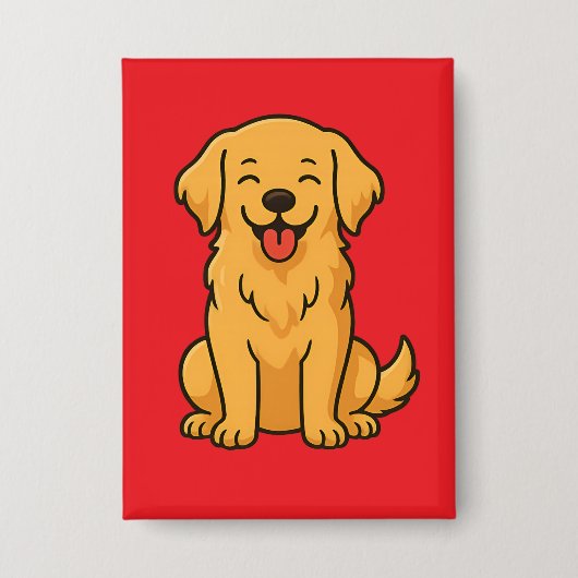 Blijde Gouden Retriever Hond – Schattige Grappige  Button (Voorkant)