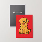 Blijde Gouden Retriever Hond – Schattige Grappige  Button (Voorkant / Achterkant)