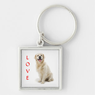 Blijde Gouden Retriever Puppy Liefde Premium Sleut Sleutelhanger