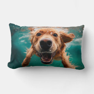 Blijde Gouden Retriever Zwemt Onderwater Kussen