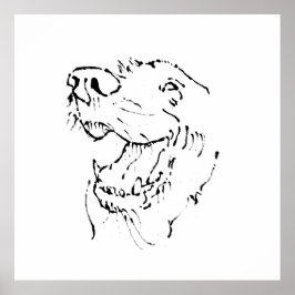 Blijde Goudkleurige Retriever, Inkt Illustratie Poster