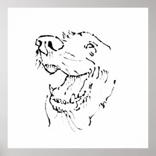 Blijde Goudkleurige Retriever, Inkt Illustratie Poster