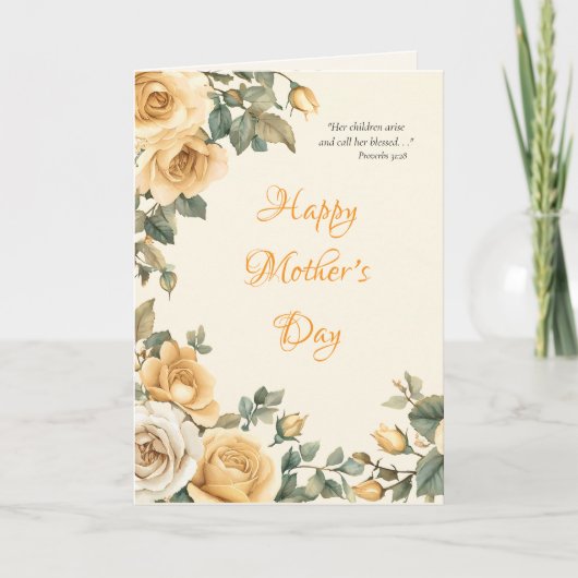 Blijde Grote Gele Rozen Orthodoxe Moederdag Kaart (Voorkant)
