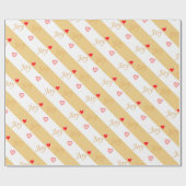 Blijde harten op diagonale gestreepte cadeaupapier (Vlak)