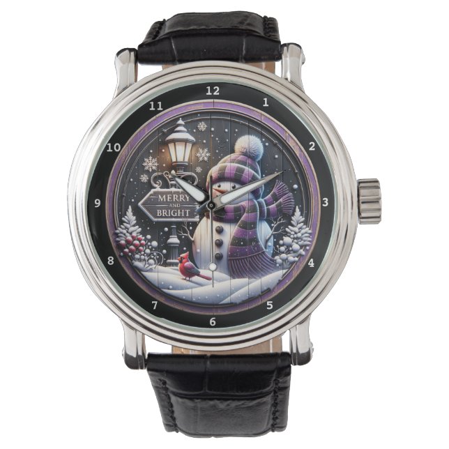 Blijde heldere sneeuwman met kardinaal horloge (Voorkant)