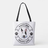 Blijde hond, blij leven tote bag (Achterkant)
