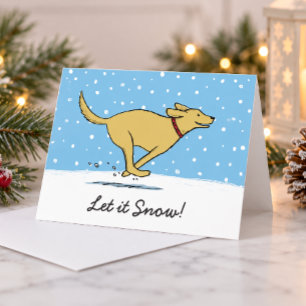 Blijde Hond Kerstmis Laat het Sneeuwen Schatti Feestdagen Kaart