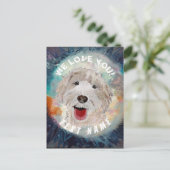 Blijde Hond, Labradoodle Lachend Briefkaart (Staand voorkant)