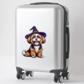 Blijde Hond met een Heksenhoed Sticker (Koffer)