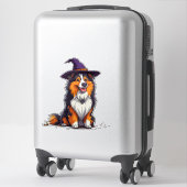 Blijde Hond met een Heksenhoed Sticker (Koffer)