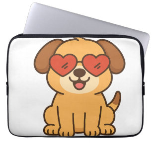 Blijde Hond met Hart Zonnebril, Huisdier Liefhebbe Laptop Sleeve