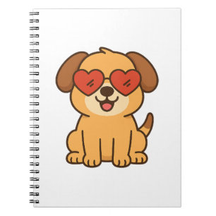 Blijde Hond met Hart Zonnebril, Huisdier Liefhebbe Notitieboek