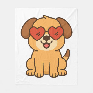 Blijde Hond met Hart Zonnebril, Huisdierliefhebber Fleece Deken