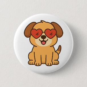 Blijde Hond met Hart Zonnebril, Ontwerp voor Huisd Ronde Button 5,7 Cm