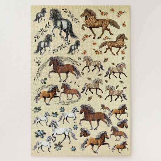 Blijde IJslandse Paarden Legpuzzel (Verticaal)