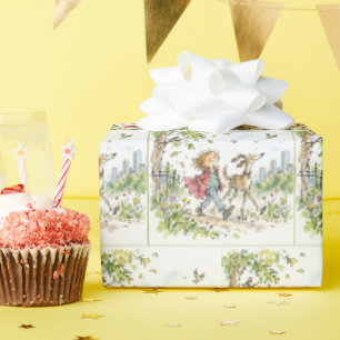 Blijde Jongen en Hond in Stadspark Cadeaupapier