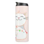 Blijde Kat die Speelt met LED Licht | Schattig Ker Thermosbeker (Geroteerd rechts)