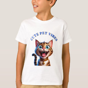 Blijde Kat Met Halsband Moppige Huisdier Cartoon K T-shirt