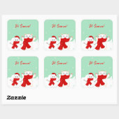 Blijde Kat Met Sneeuwman | Cute Kerst Sticker (Vel)