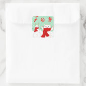 Blijde Kat Met Sneeuwman | Leuke Kerststicker Vierkante Sticker (Tas)