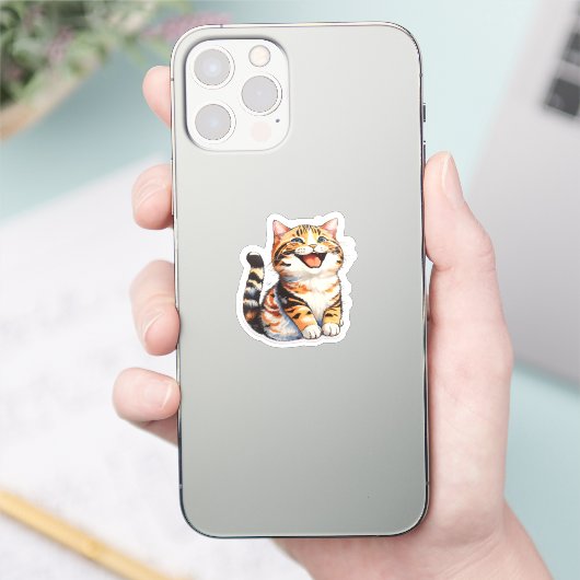 Blijde Kat Sticker (Telefoon)
