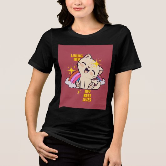 Blijde kat Tri-Blend shirt (Voorkant)