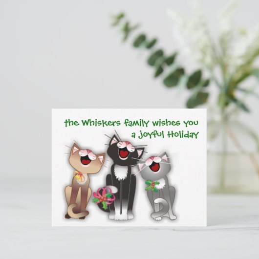 Blijde Katten Feestdagenkaart (Staand voorkant)