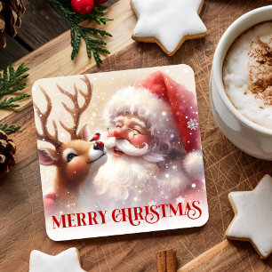 Blijde Kerstman en Rudolph Mooie Kerst Onderzetter