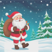 🎅 Blijde Kerstman loopt in wintersneeuw ❄️ Sticker (Voorkant)