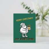 Blijde Kerstman met cadeau doos Briefkaart (Staand voorkant)