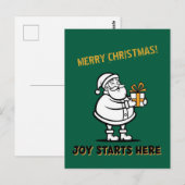 Blijde Kerstman met cadeau doos Briefkaart (Voorkant / Achterkant)