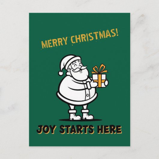 Blijde Kerstman met cadeau doos Briefkaart (Voorkant)