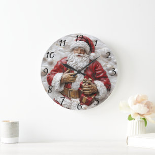 Blijde Kerstman met cadeaus die viert! Grote Klok