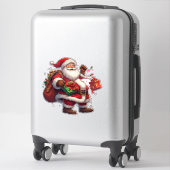 Blijde Kerstman Met Cadeaus Sticker (Koffer)