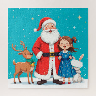 Blijde Kerstman met sneeuwmaagd Legpuzzel