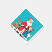 Blijde Kerstman met Sneeuwmaagd Servet (Hoek)