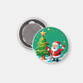 Blijde Kerstman met Sneeuwman Magneet (Voorkant / Achterkant)